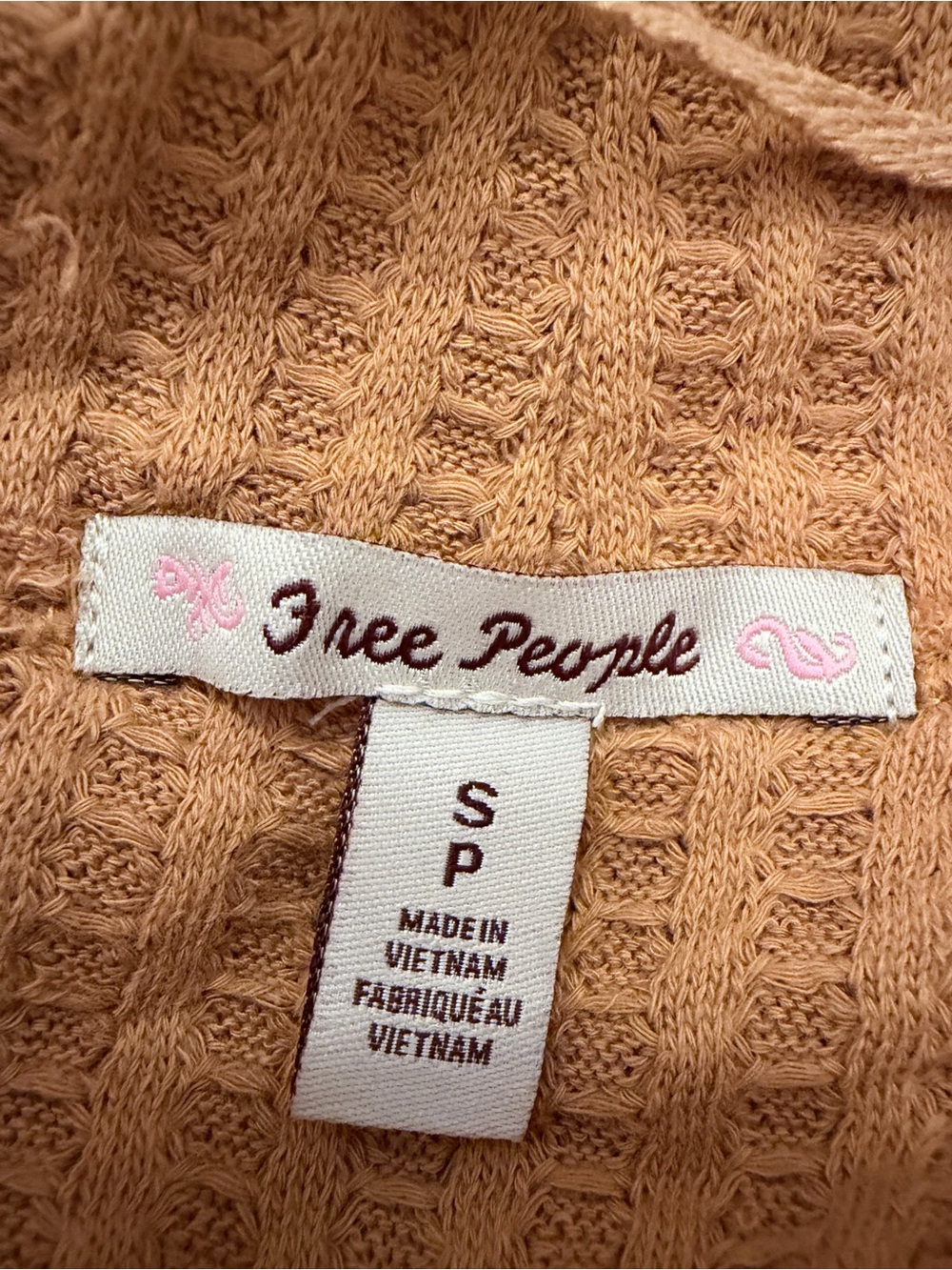 Free People Juicy Cowl Neck Waffle Thermal Top Canyon S/P Moon NWT - Picture 7 of 9